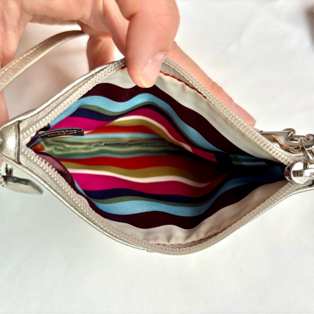 Coach Wallet Women Leather Metallic Silver Wristlet Pouch Clutch NWT - Picture 10 of 10